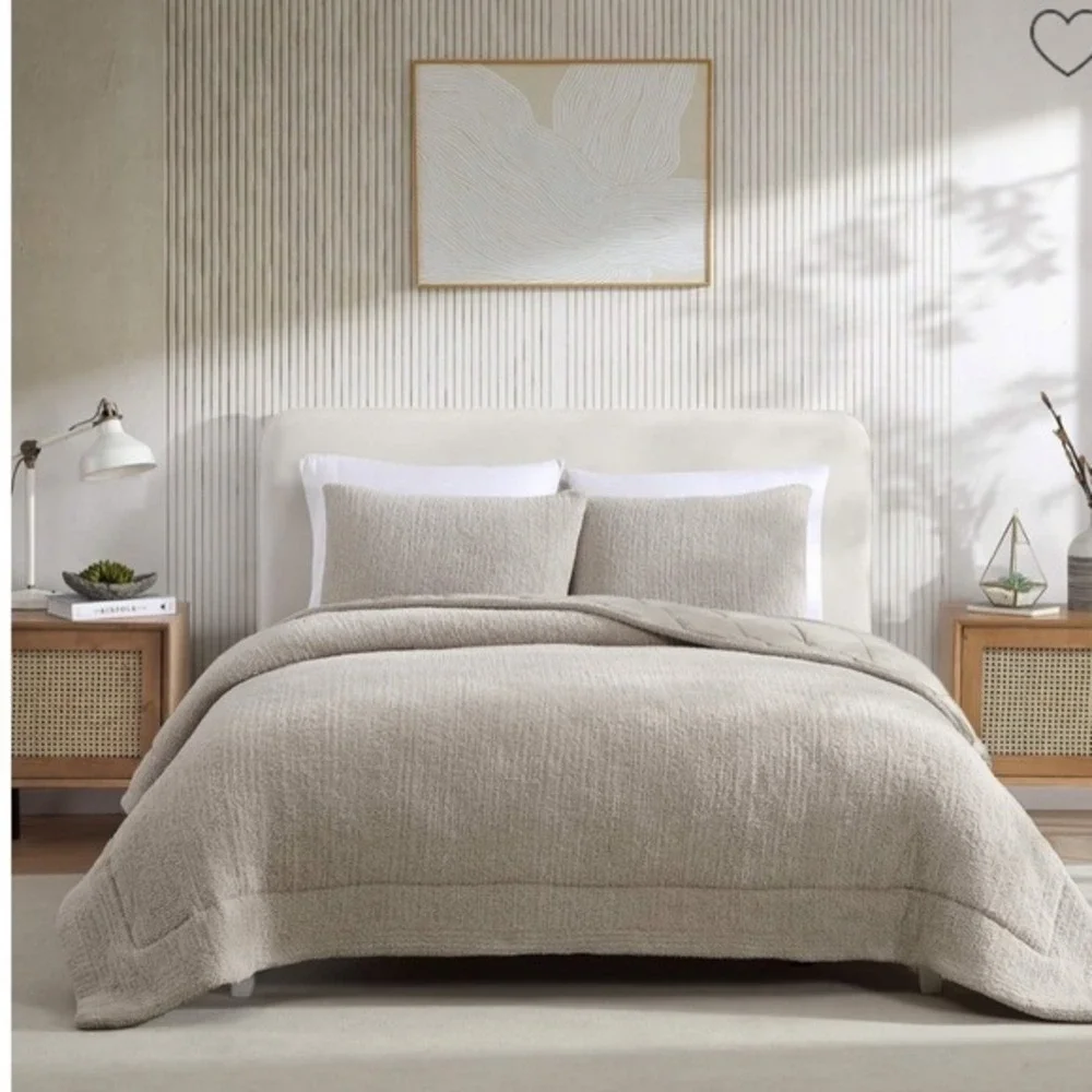 Sunday Citizen Snug Comforter‎ King Taupe Textured Bedding A03020680 NEW